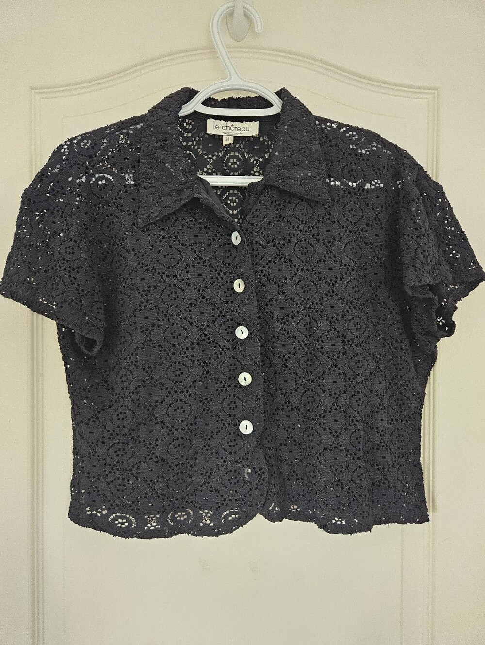 Vintage Romantic Whimsigoth Lace Button Up Shirt Medium